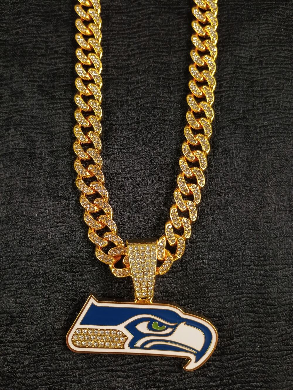 Seattle Seahawks Necklace Pendant Chain Link NFL Football Hip Hop Jewelry